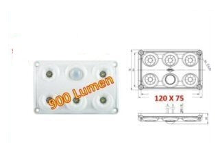 PLAFONIERA 6 LED RETTANG. C/SENS.12/24