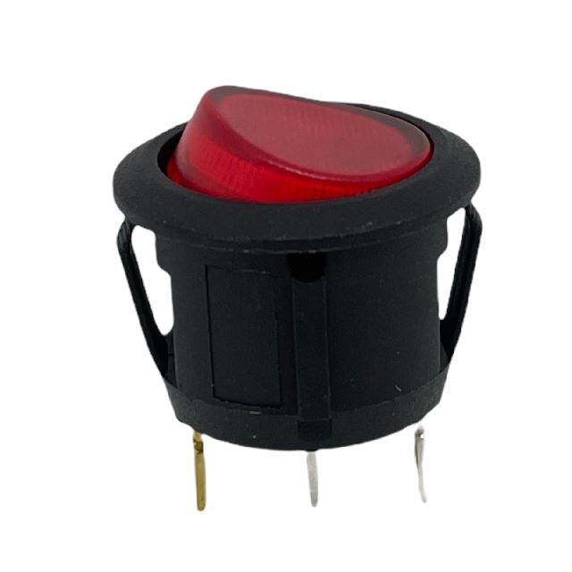INTERRUTTORE TONDO ROSSO LED TOT.12/24V