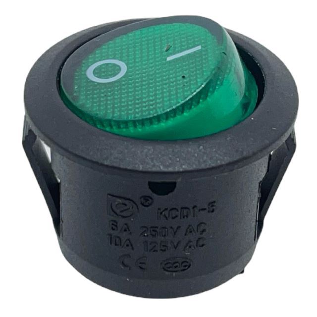 INTERRUTTORE TONDO VERDE LED TOT.12/24V