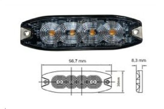 MULTIFLASH 4LED 12/24 SLIM LED FISSO DEA Automotive ricambi auto
