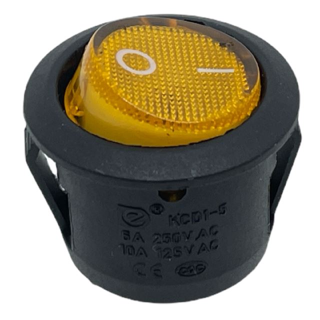 INTERRUTTORE TONDO GIALLO LED TOT.12/24V