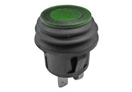 INTERRUTTORE TONDO VERDE LED 12V IP67